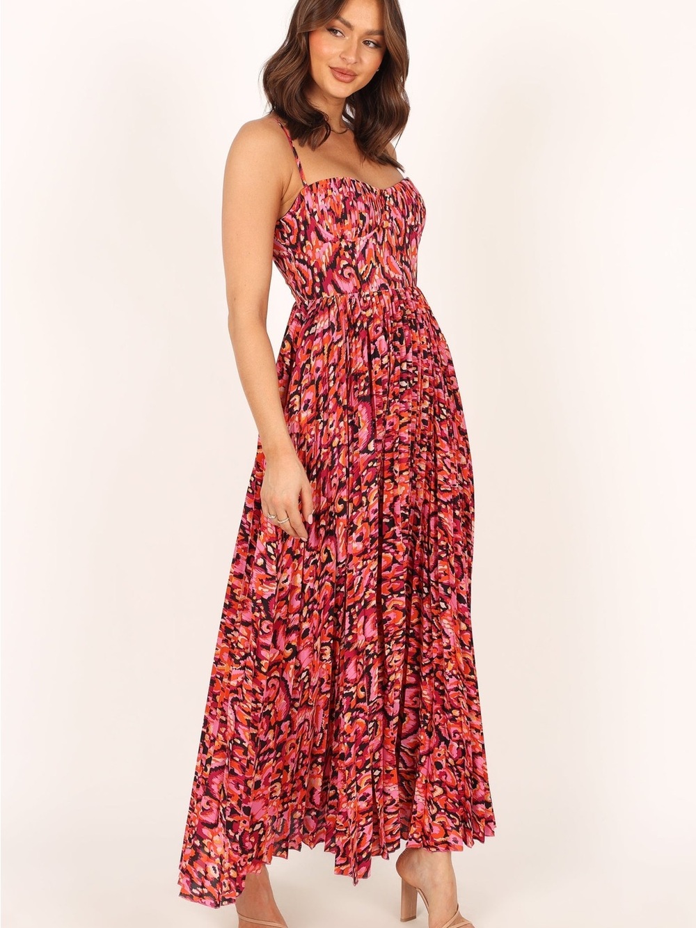 Petal & Pup Achanti Pleated Maxi Dress Pink Multi